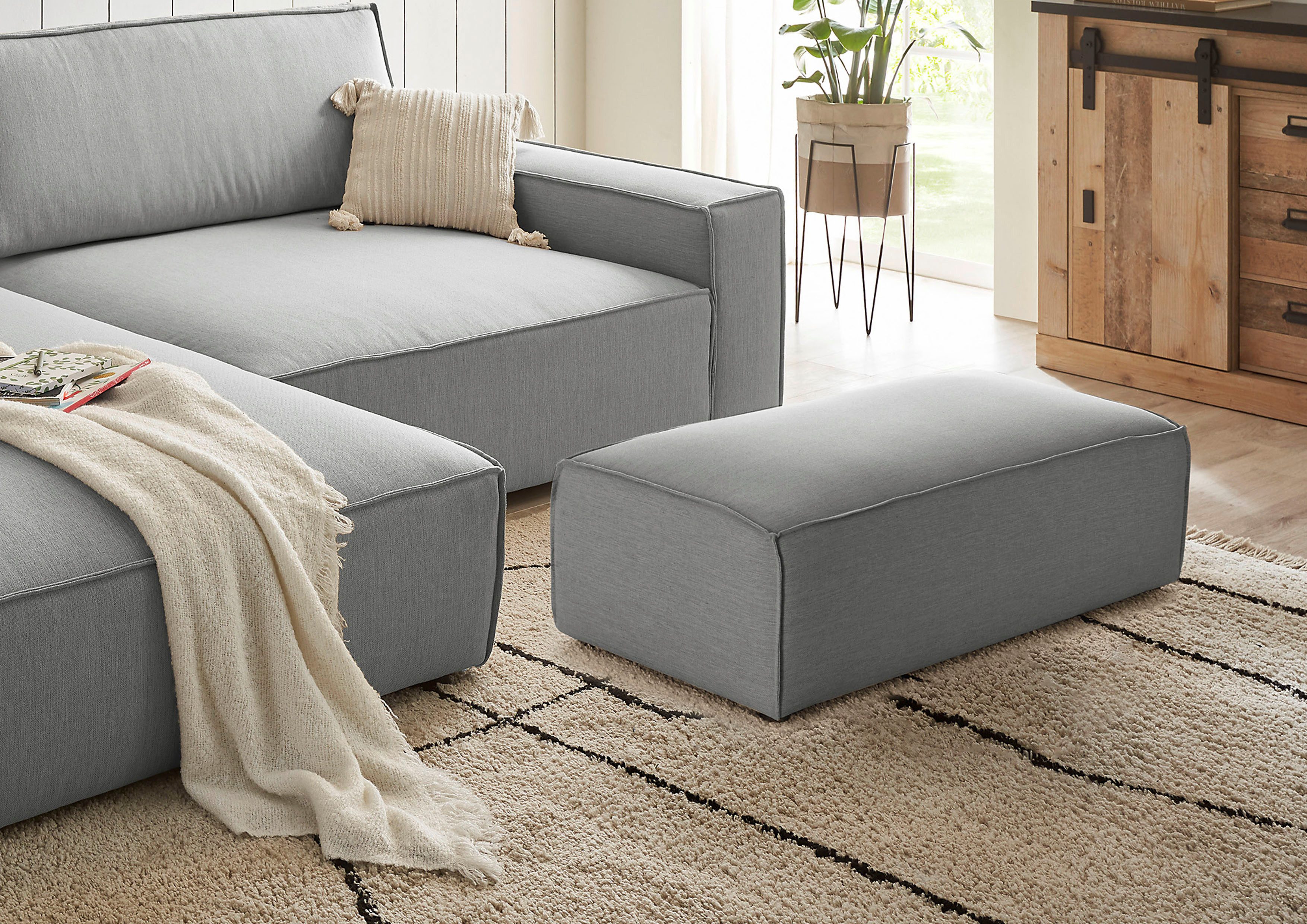 Home affaire Hocker "NEU: SHERWOOD XXL, Polsterhocker, Cord, Webstoff", rec günstig online kaufen
