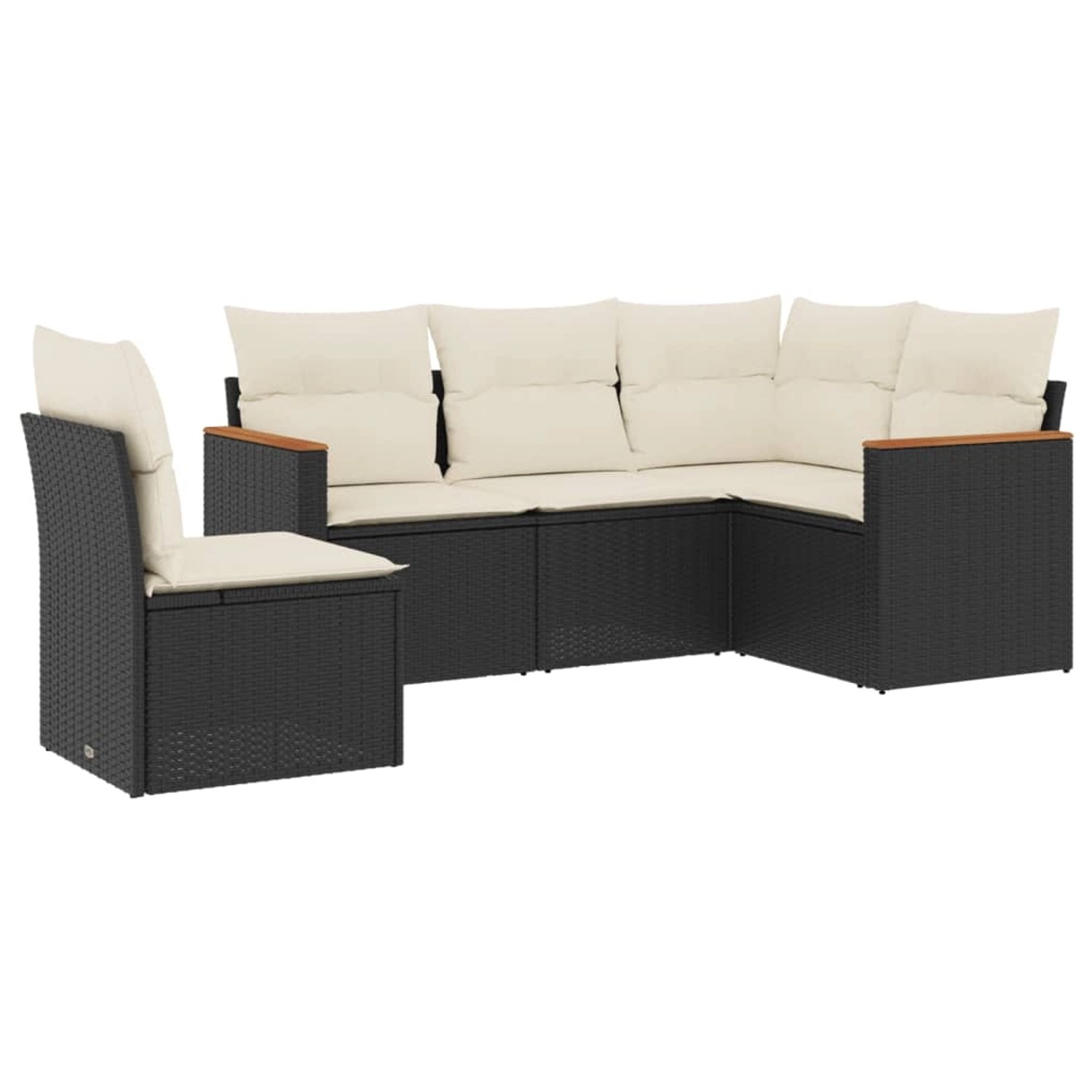 vidaXL 5-Tlg Garten-Sofagarnitur mit Kissen Schwarz Poly Rattan 3258374 günstig online kaufen
