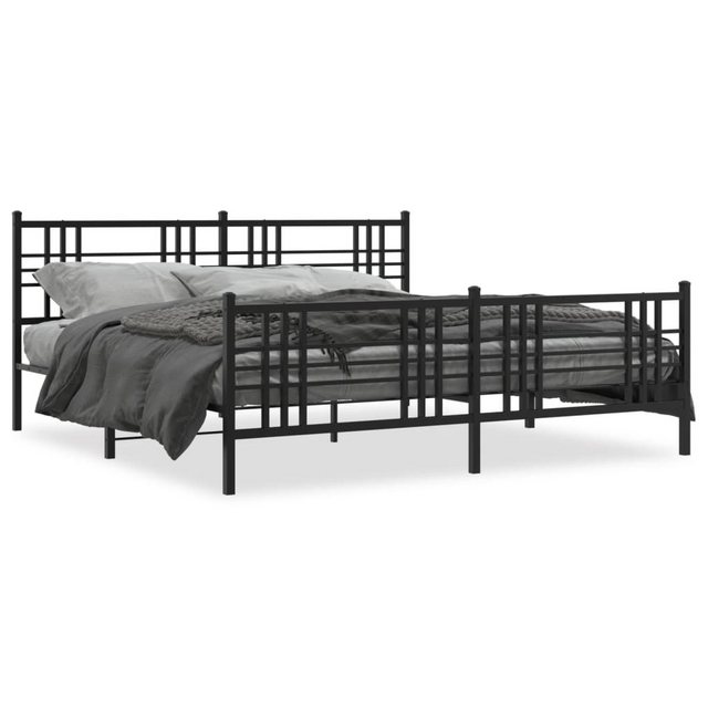 vidaXL Bett Bettgestell mit Kopf- und Fußteil Metall Schwarz 180x200 cm günstig online kaufen