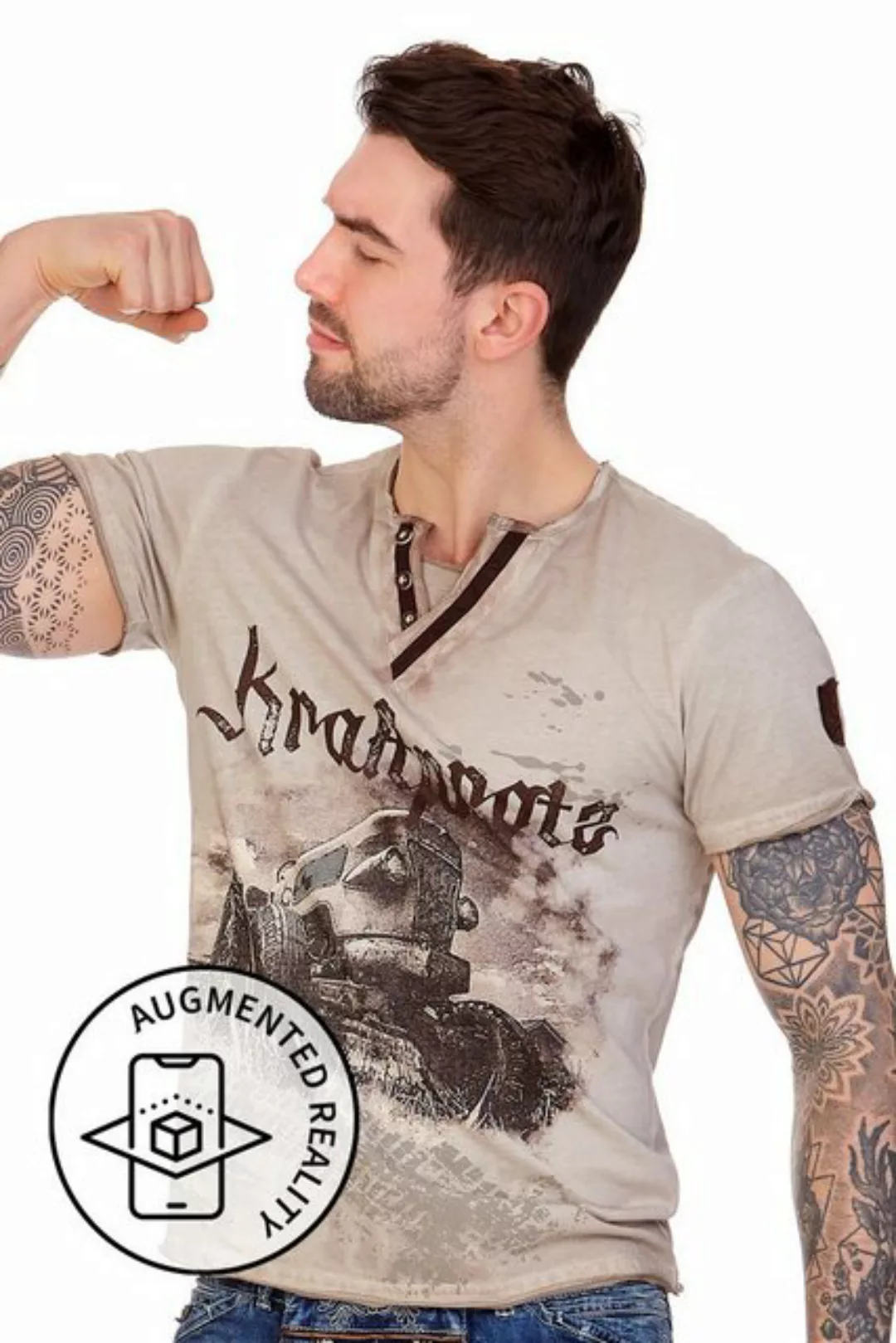 Hangowear Trachtenshirt Trachtenshirt Herren - EVERETT - beige, türkis günstig online kaufen