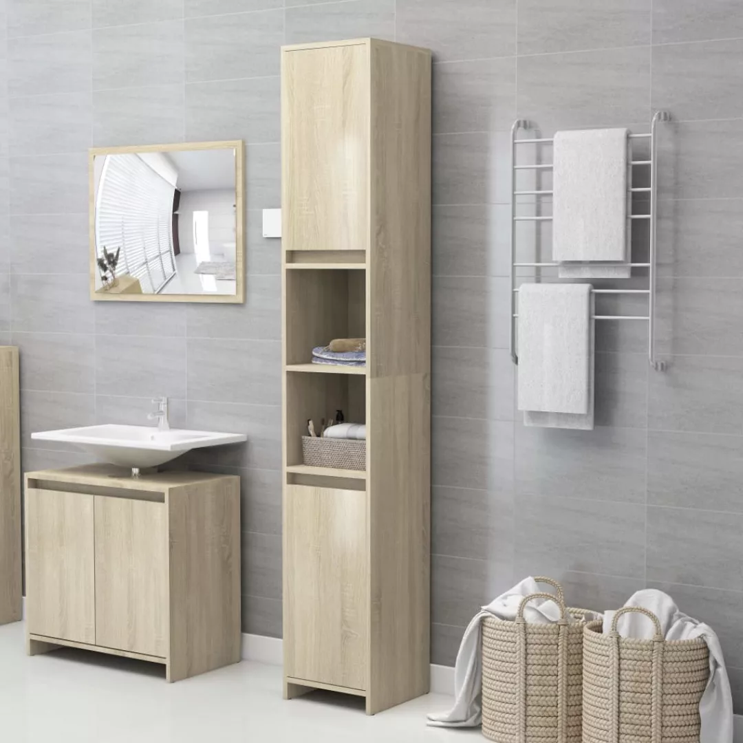 Badezimmerschrank Sonoma-eiche 30x30x183,5 Cm Spanplatte günstig online kaufen