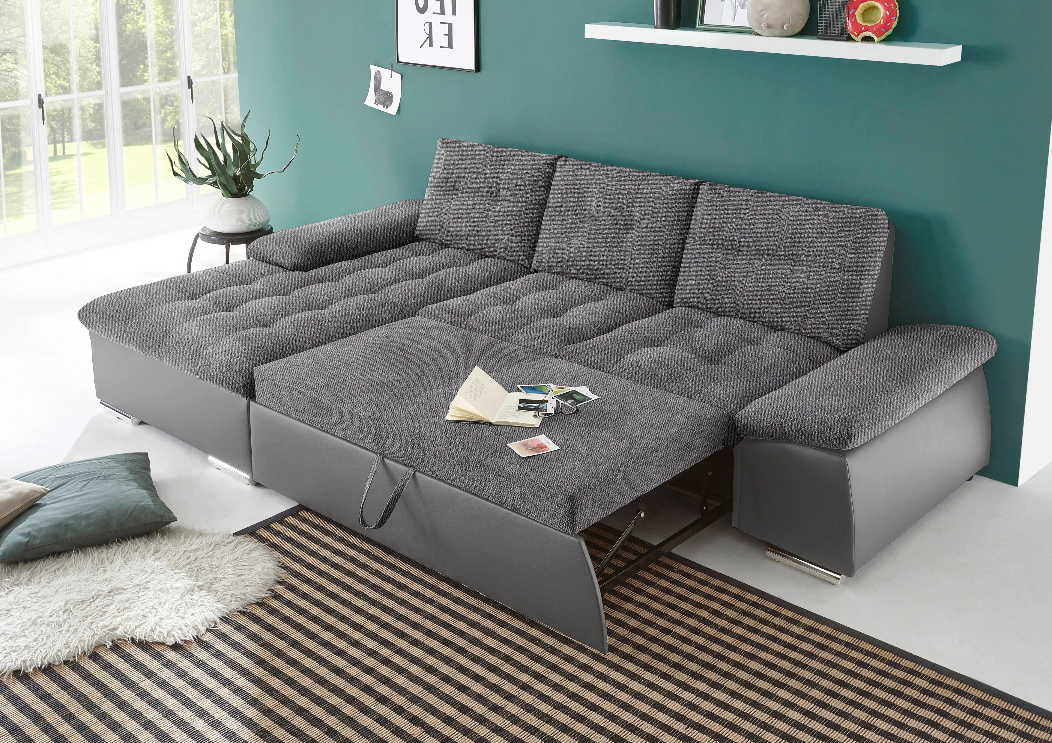 ED EXCITING DESIGN Ecksofa "Jakarta", mit Bettfunktion, Kopfstützen, Nieren günstig online kaufen