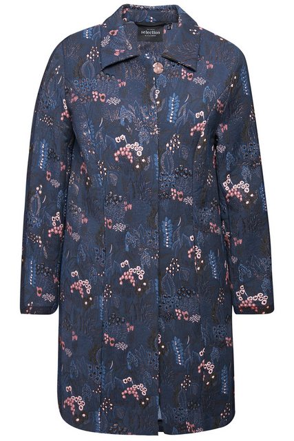 Ulla Popken Sommerjacke Jacquard-Jacke florales Design Hemdkragen Langarm günstig online kaufen