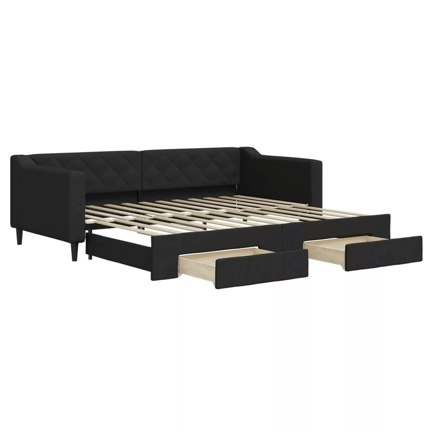 vidaXL Gästebett Gästebett Tagesbett Ausziehbar mit Schubladen Schwarz 90x2 günstig online kaufen