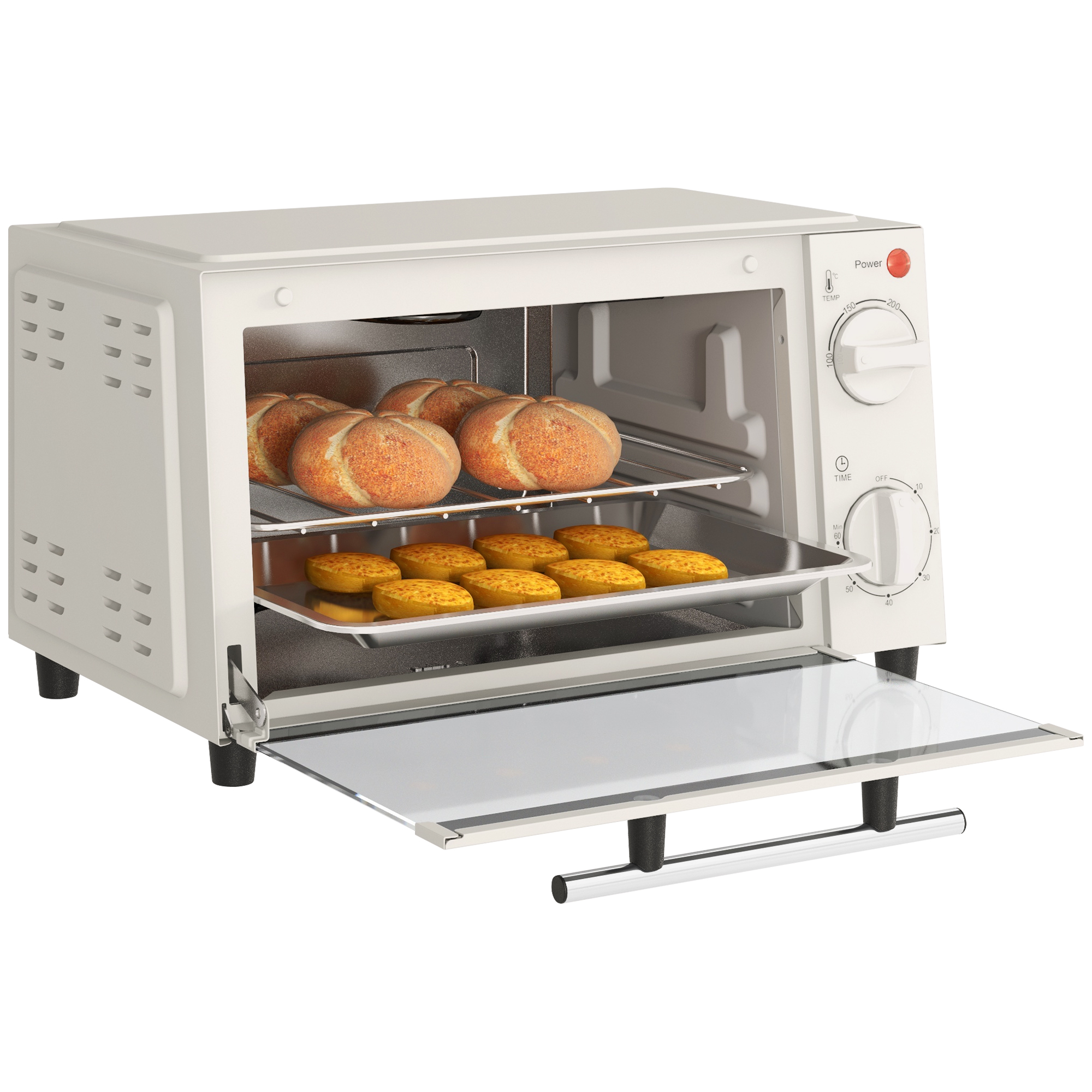 HOMCOM Minibackofen 9L Mini Ofen mit Backblech, Grillrost, 100 °C-230 °C, m günstig online kaufen