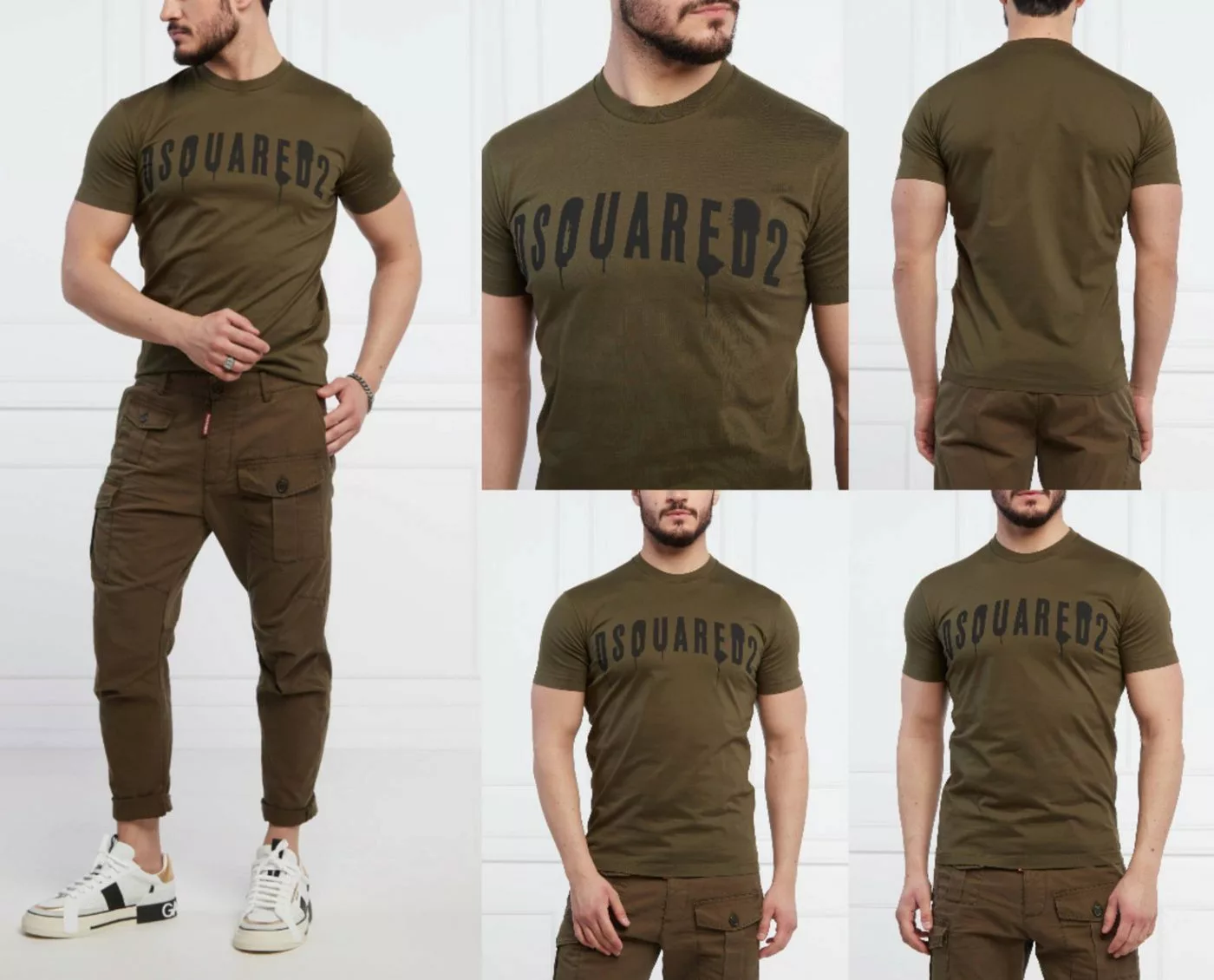 Dsquared2 T-Shirt DSQUARED2 Jeans Army Drip Painted T-Shirt Shirt Logo Cott günstig online kaufen