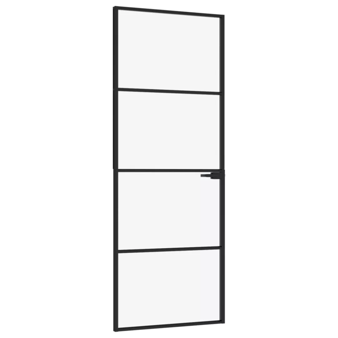 Vidaxl Innentür Schwarz 76x201,5 Cm Hartglas & Aluminium Schlank günstig online kaufen