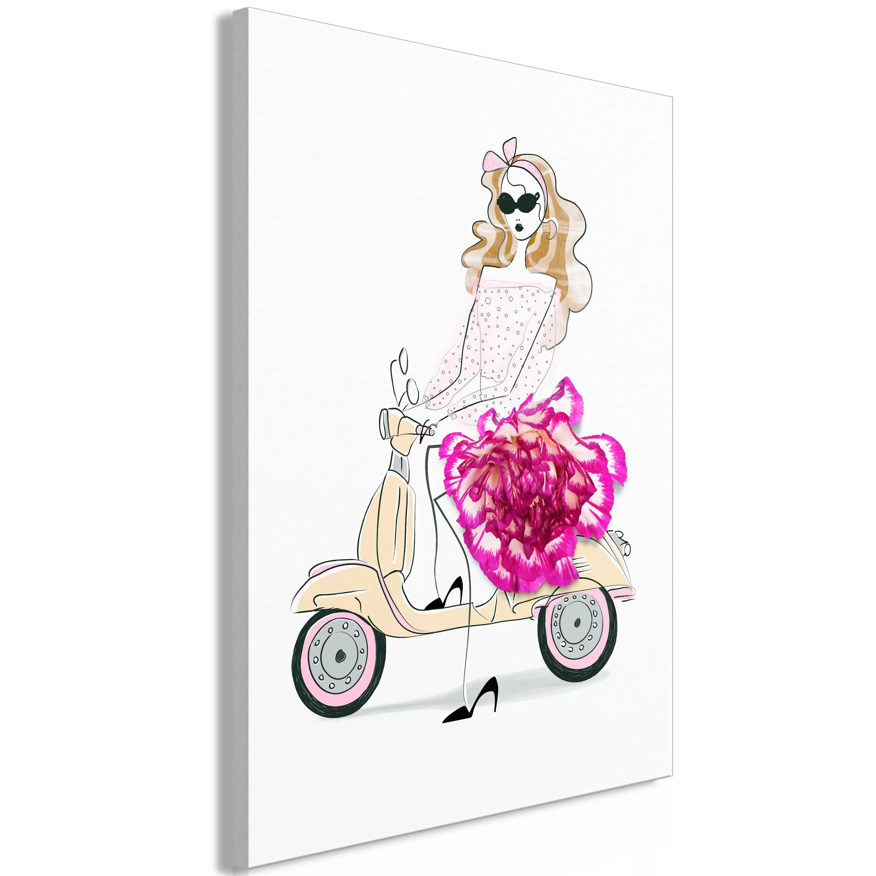 Wandbild - Girl on a Scooter (1 Part) Vertical günstig online kaufen
