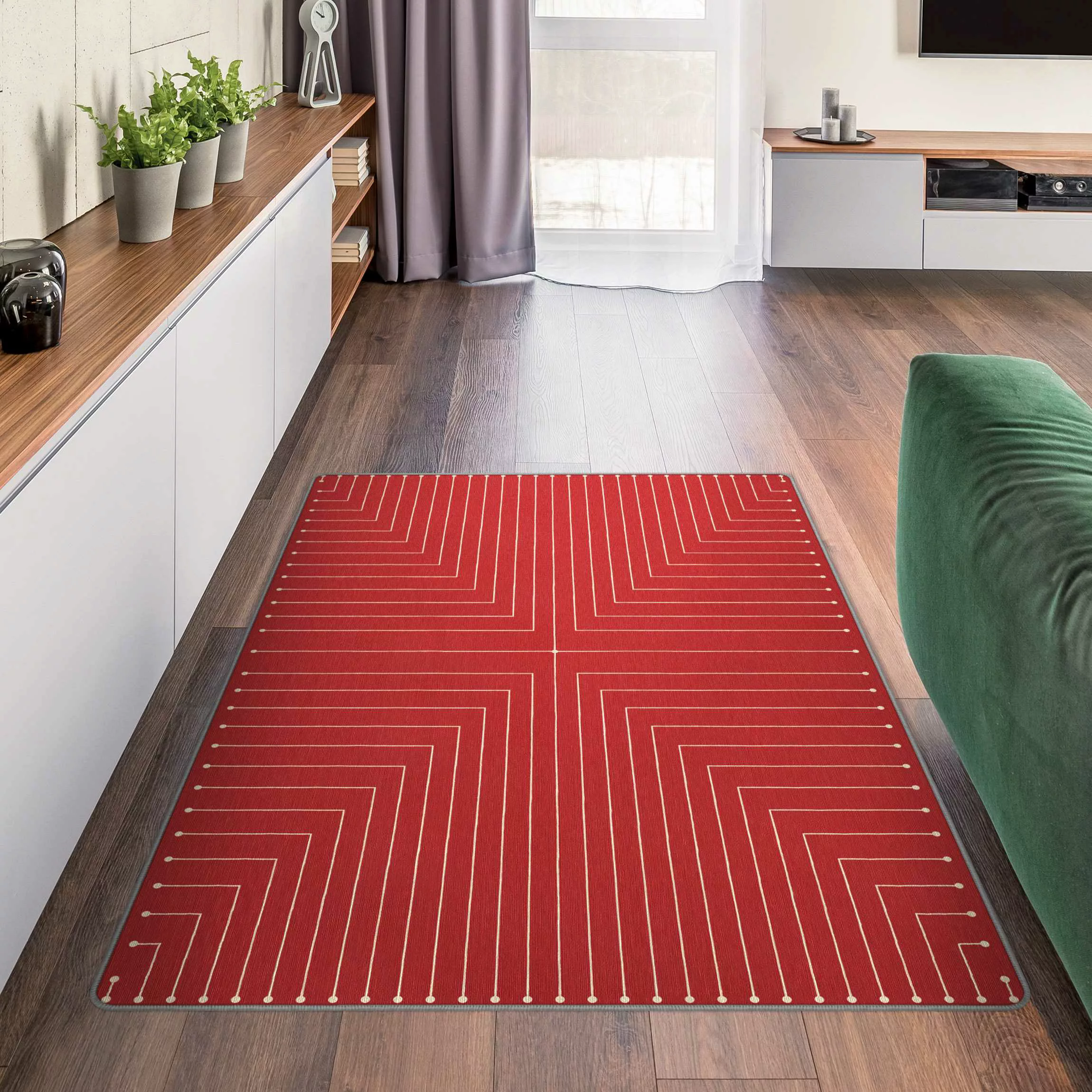 Teppich Geometrische Ecken rot günstig online kaufen