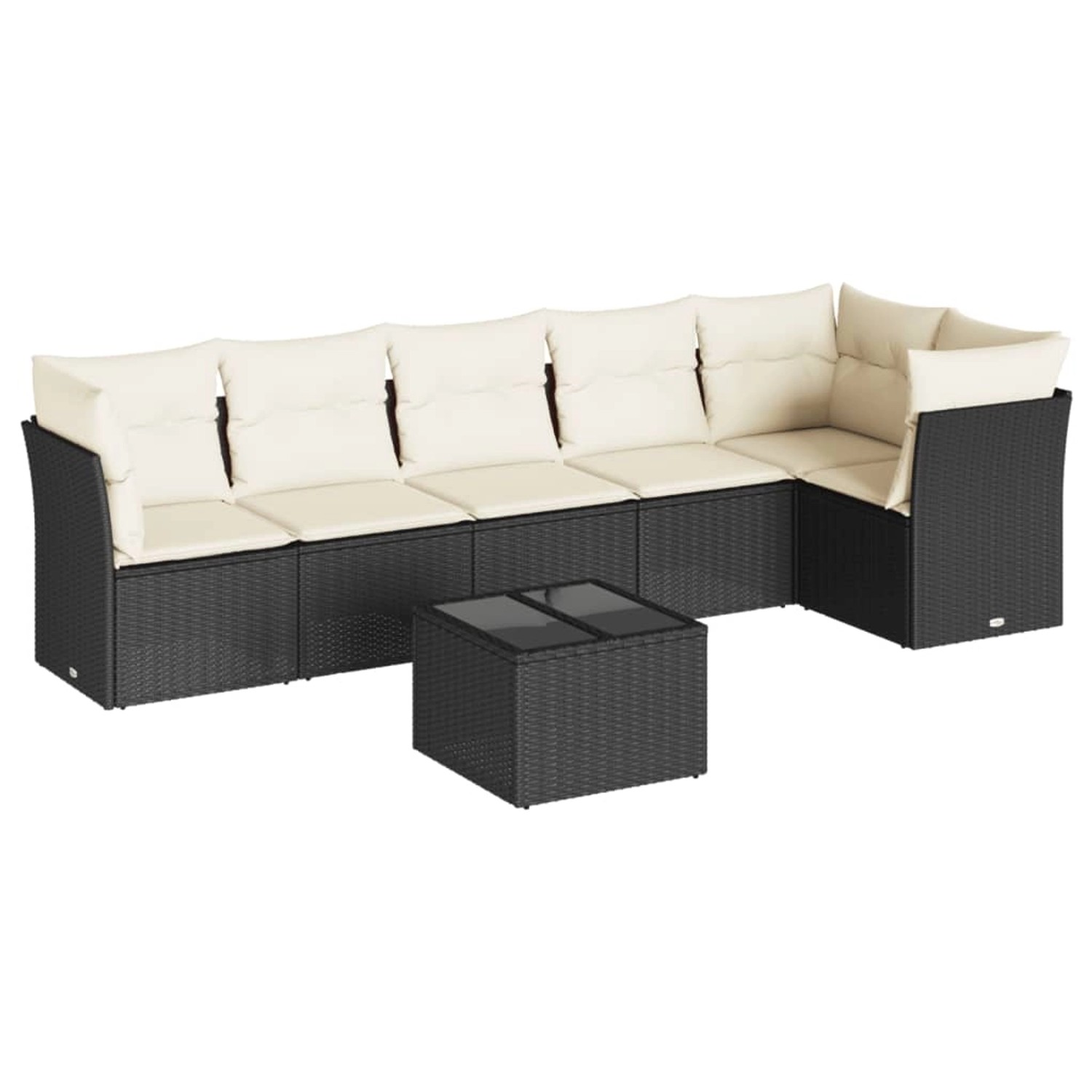 vidaXL 7-tlg Garten-Sofagarnitur mit Kissen Schwarz Poly Rattan Modell 36 günstig online kaufen