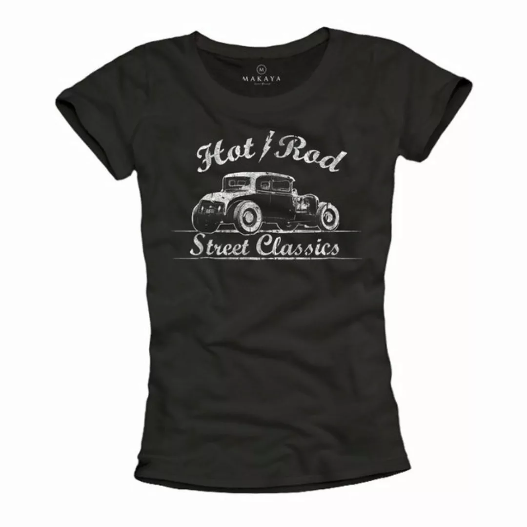 MAKAYA T-Shirt Damen Auto Vintage Rockebilly Top Retro Oberteile Frauen Sch günstig online kaufen