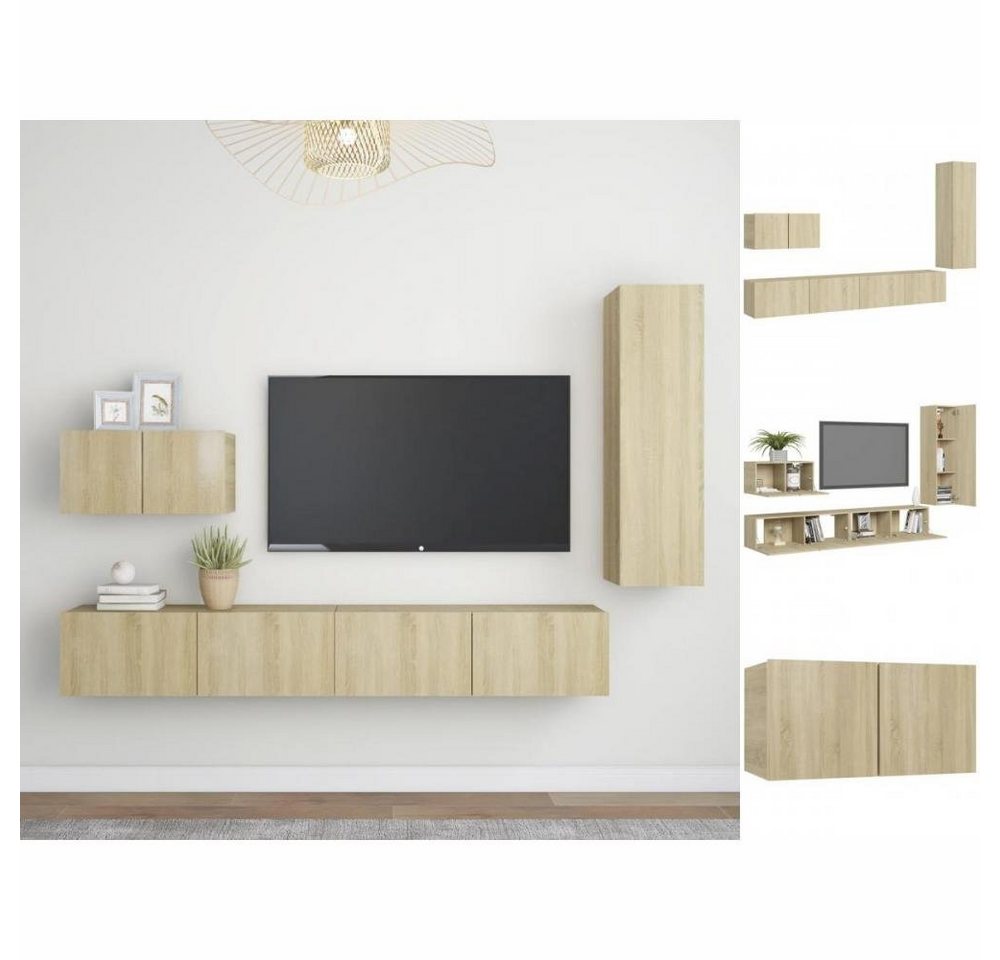 vidaXL TV-Schrank 4-tlg TV-Schrank-Set Sonoma-Eiche Spanplatte günstig online kaufen