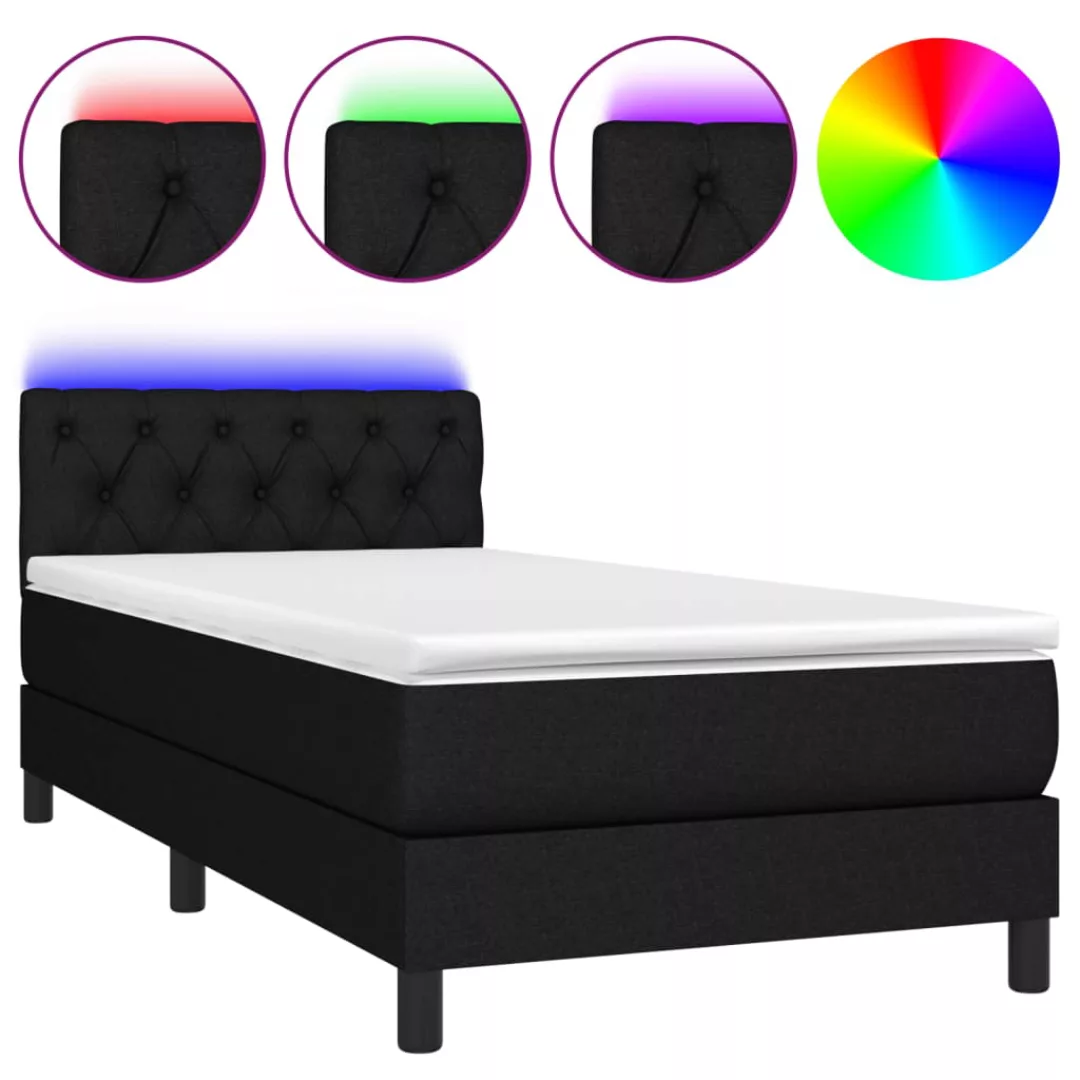 Vidaxl Boxspringbett Mit Matratze & Led Schwarz 80x200 Cm Stoff günstig online kaufen