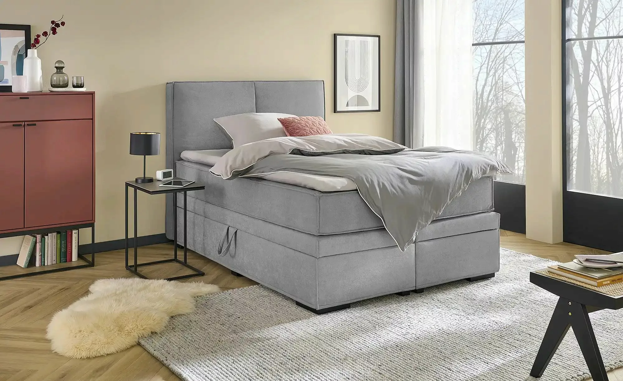Boxi Boxspringbett mit Bettkasten Boxi Urban ¦ grau ¦ Maße (cm): B: 140 H: günstig online kaufen