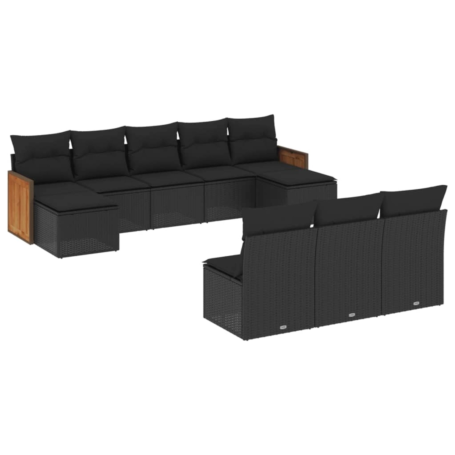 vidaXL 10-Tlg Garten-Sofagarnitur mit Kissen Schwarz Poly Rattan 3228064 günstig online kaufen