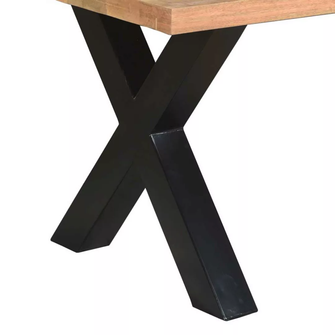 Esszimmertisch aus Mangobaum Massivholz und Metall Loft Design günstig online kaufen
