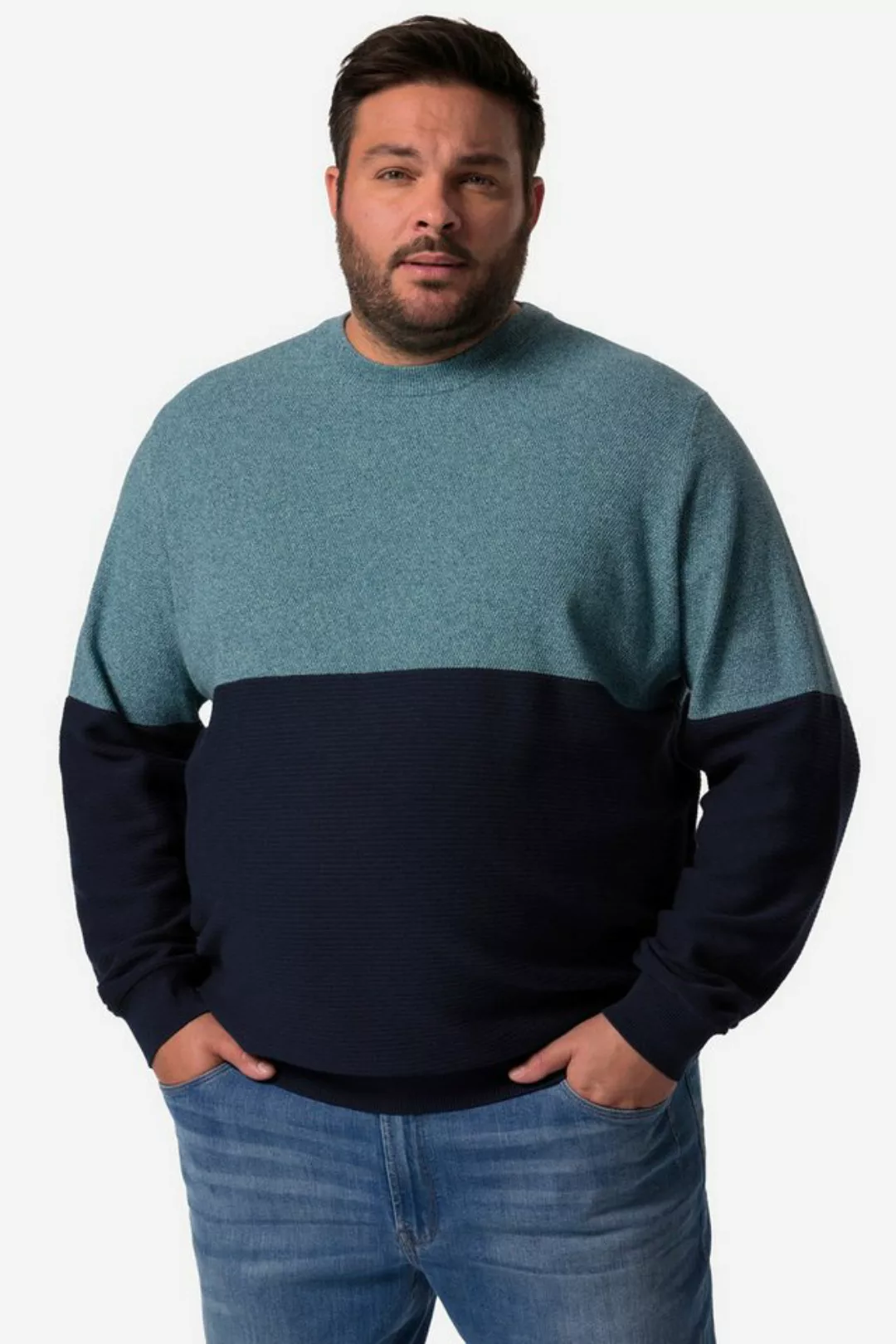 Men Plus Rundhalspullover Men+ Pullover Streifen bis 8 XL günstig online kaufen