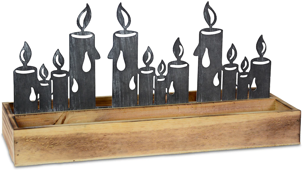 RIFFELMACHER & WEINBERGER Dekoobjekt "Dekotablett aus Holz mit Kerzensilhou günstig online kaufen