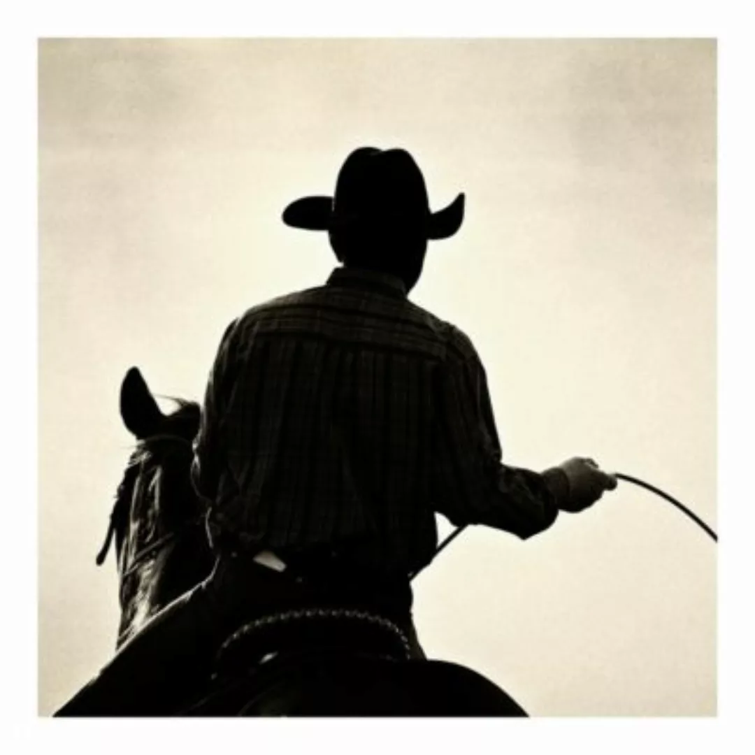 Bilderwelten Kindertapete Riding Cowboy schwarz/weiß Gr. 240 x 240 günstig online kaufen