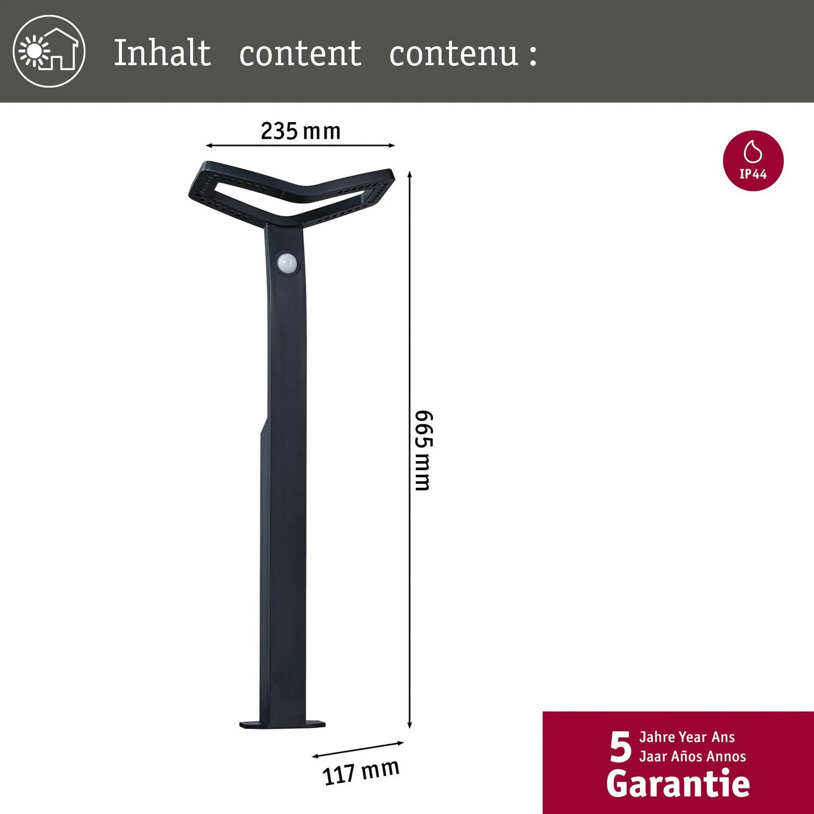 Paulmann LED-Sensor-Wegeleuchte Alara, anthrazit, 67 cm IP44 günstig online kaufen