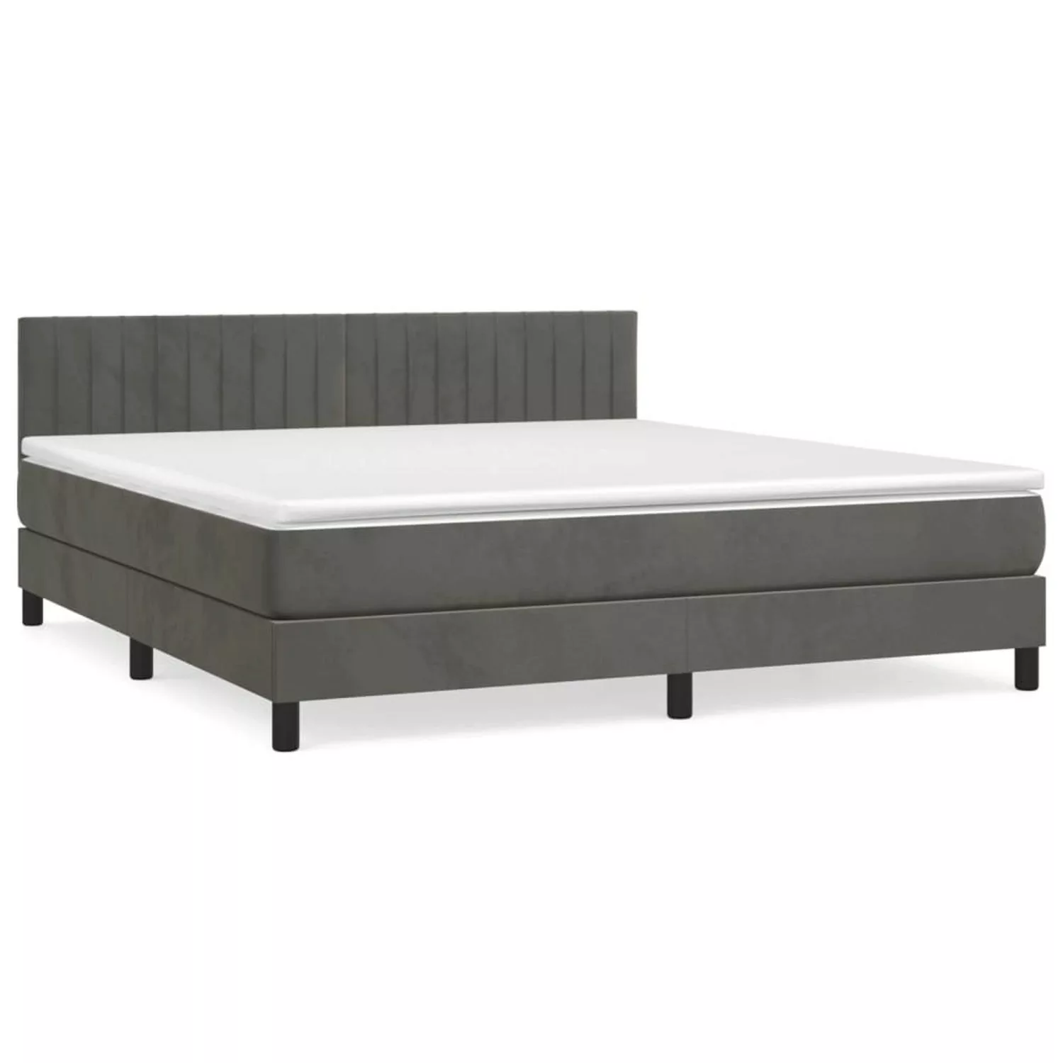 vidaXL Boxspringbett mit Matratze Dunkelgrau 180x200 cm Samt1366793 günstig online kaufen