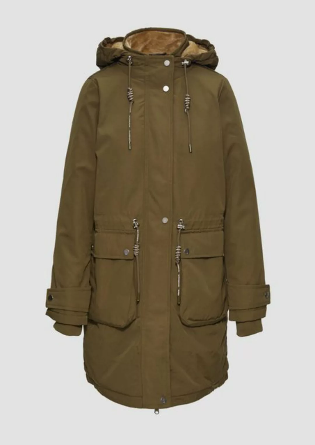 QS Funktionsmantel Gefütterter Parka mit Kapuze Tunnelzug an der Taille günstig online kaufen