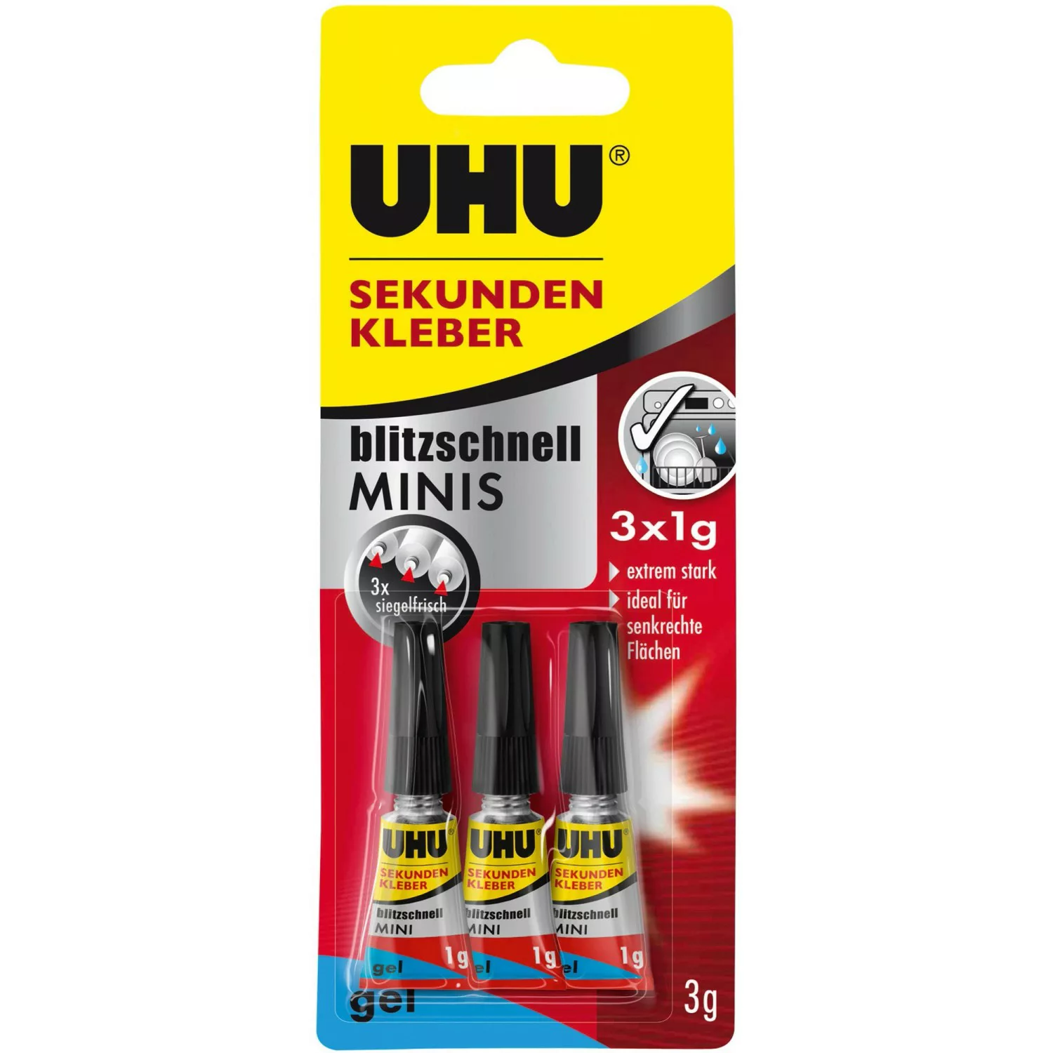 Uhu Sekundenkleber 3 x 1 g minis gel günstig online kaufen