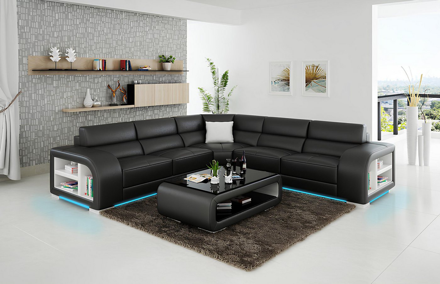 Xlmoebel Ecksofa Individuell angefertigtes Ledersofa mit Eckdesign, USB-Ans günstig online kaufen