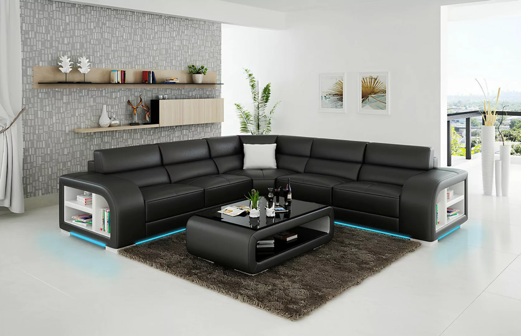 Xlmoebel Ecksofa Individuell angefertigtes Ledersofa mit Eckdesign, USB-Ans günstig online kaufen