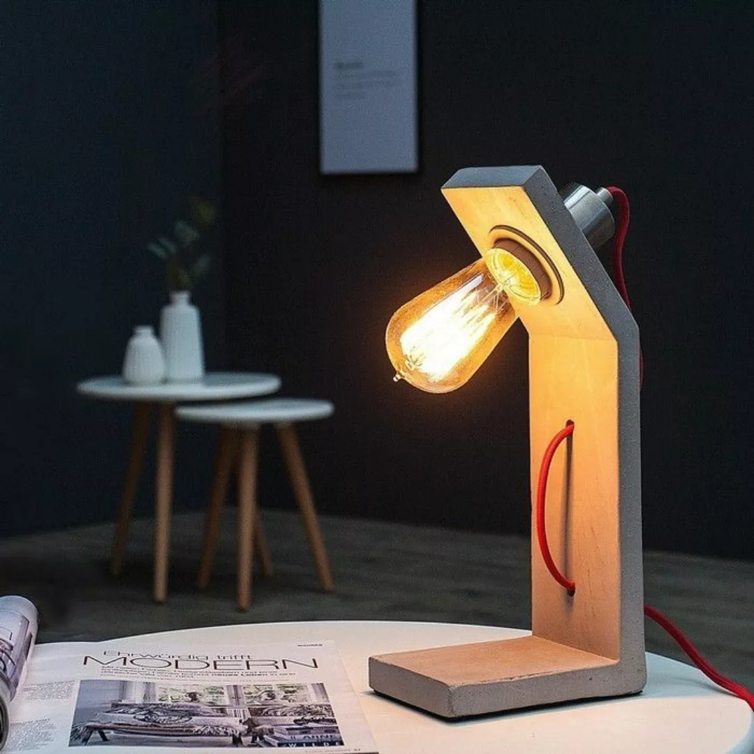 Tischlampe URBANO Grau in geknickter L-Form aus einem Block Feinbeton 30cm günstig online kaufen