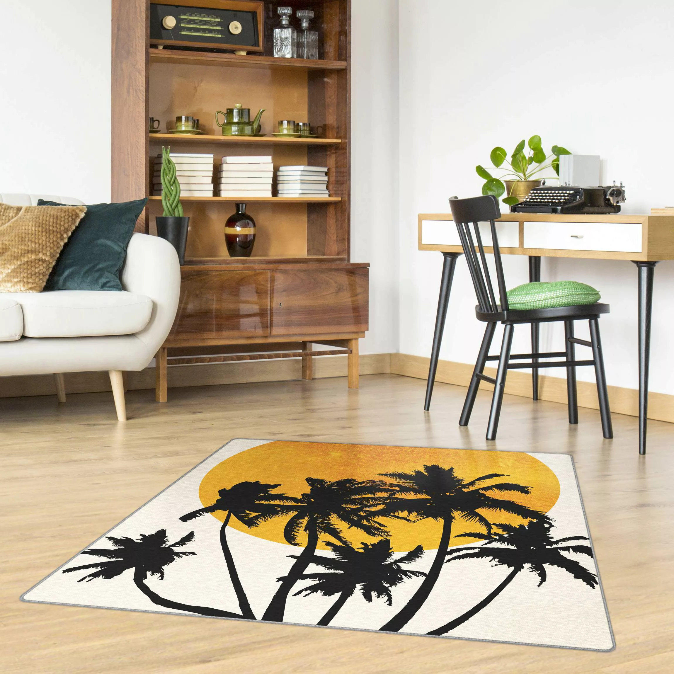 Teppich Palmen vor goldener Sonne günstig online kaufen