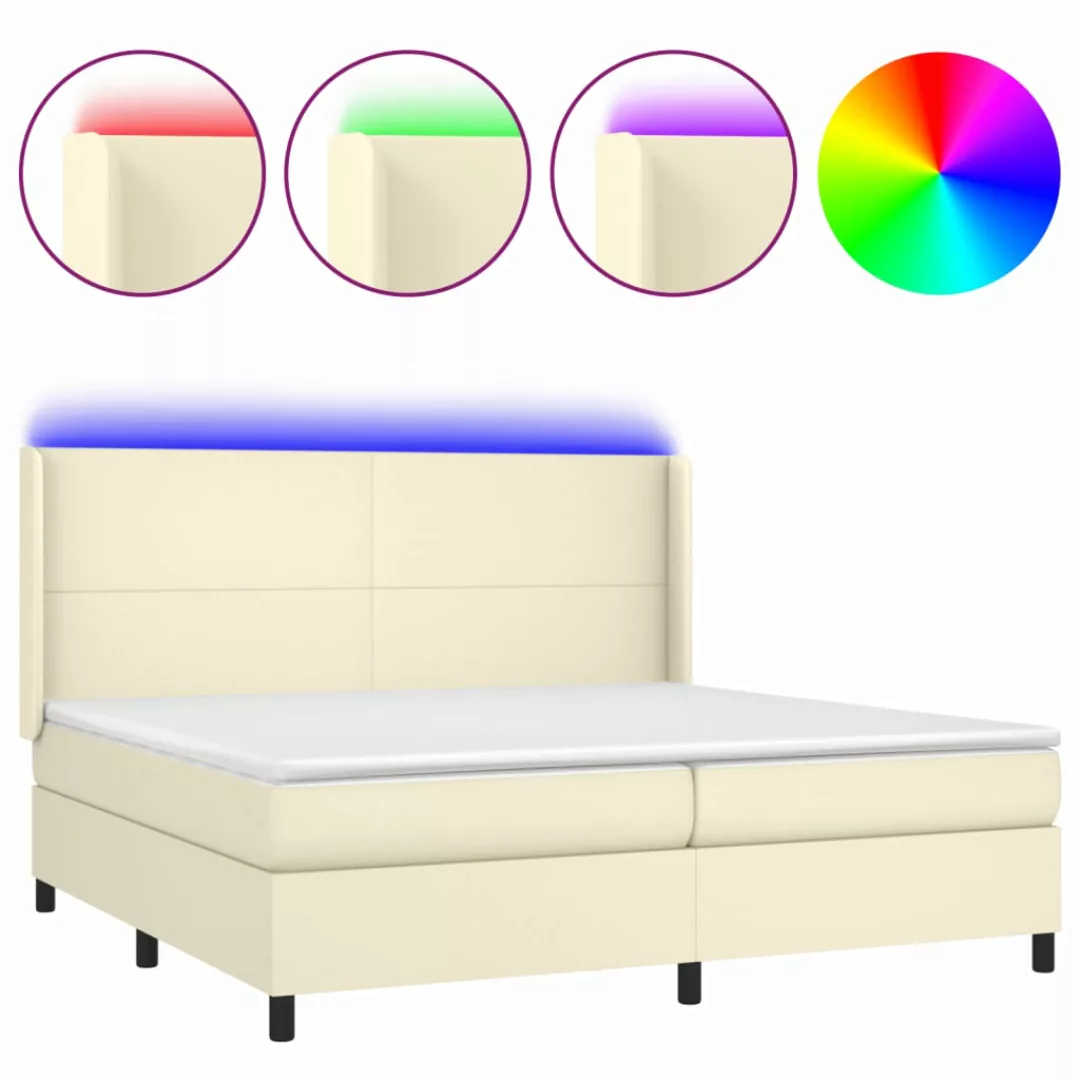 Vidaxl Boxspringbett Mit Matratze & Led Creme 200x200 Cm Kunstleder günstig online kaufen