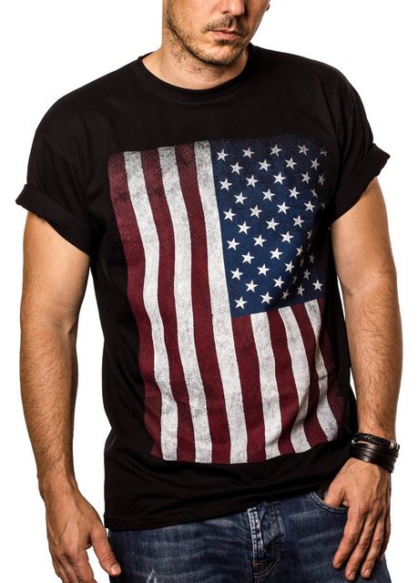 MAKAYA Print-Shirt Herren USA Fahne Vintage Amerika T-Shirt US Flagge Army günstig online kaufen