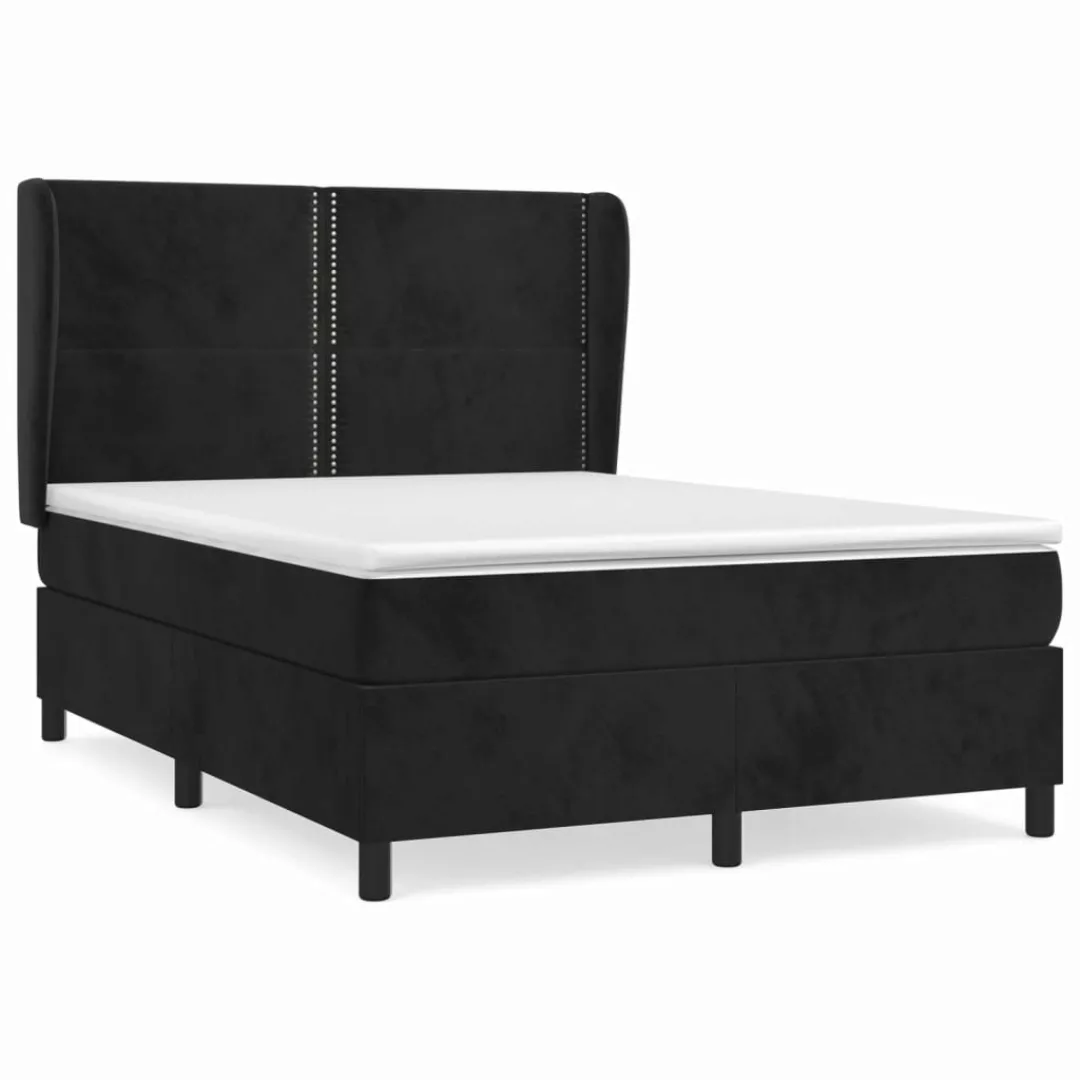 Vidaxl Boxspringbett Mit Matratze Schwarz 140x200 Cm Samt günstig online kaufen