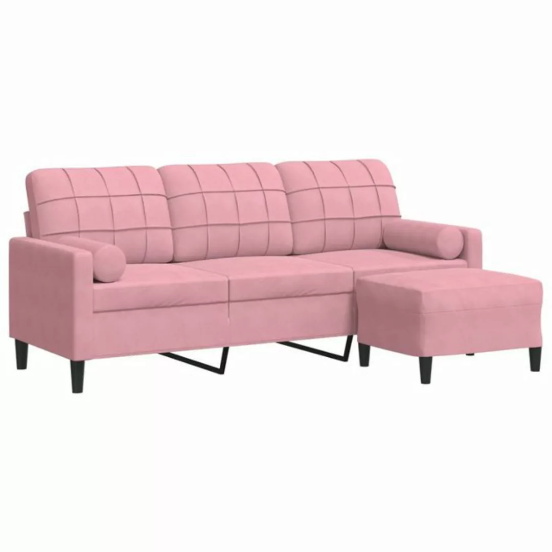 vidaXL Sofa 3-Sitzer-Sofa mit Hocker Rosa 180 cm Samt günstig online kaufen