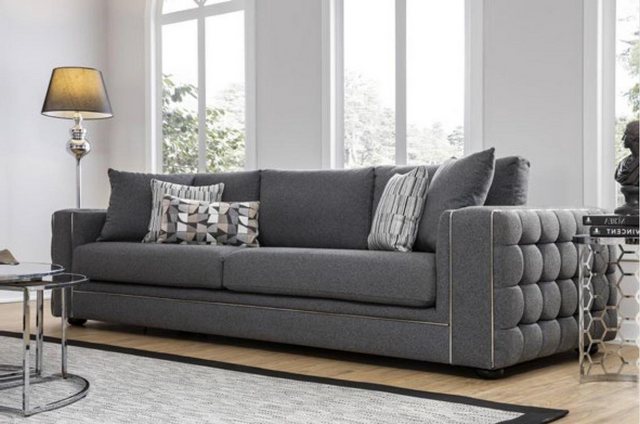 Xlmoebel Sofa Neu Chesterfield Couch in Grau für das Wohnzimmer - Zweisitze günstig online kaufen