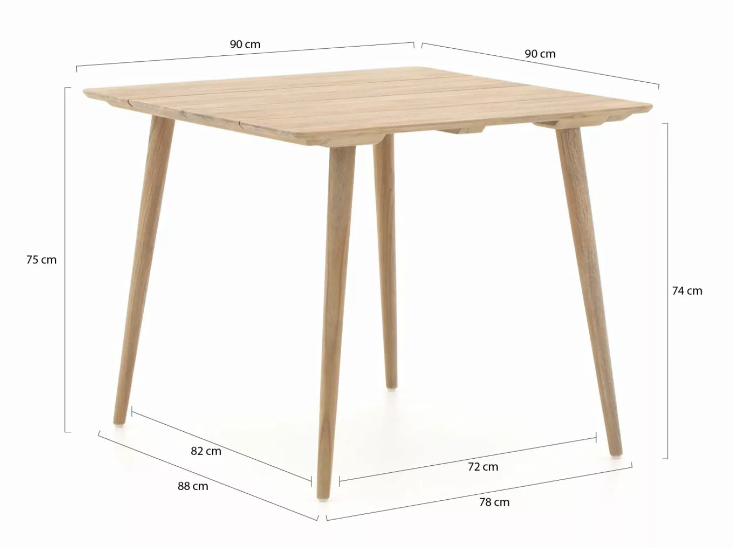 ROUGH-K Gartentisch 90x90x75 cm günstig online kaufen
