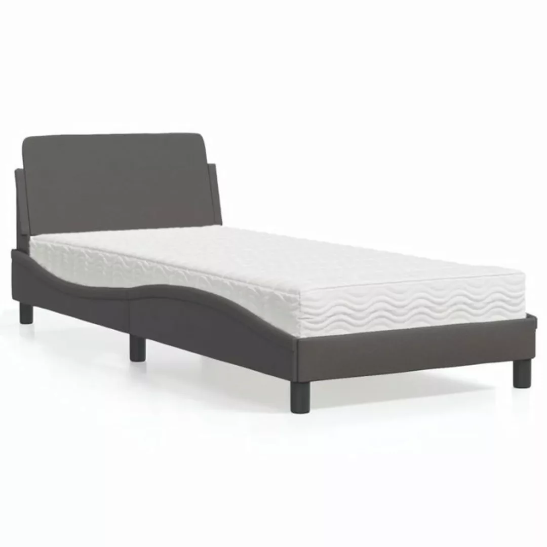 vidaXL Bett Bett mit Matratze Grau 80x200 cm Kunstleder günstig online kaufen