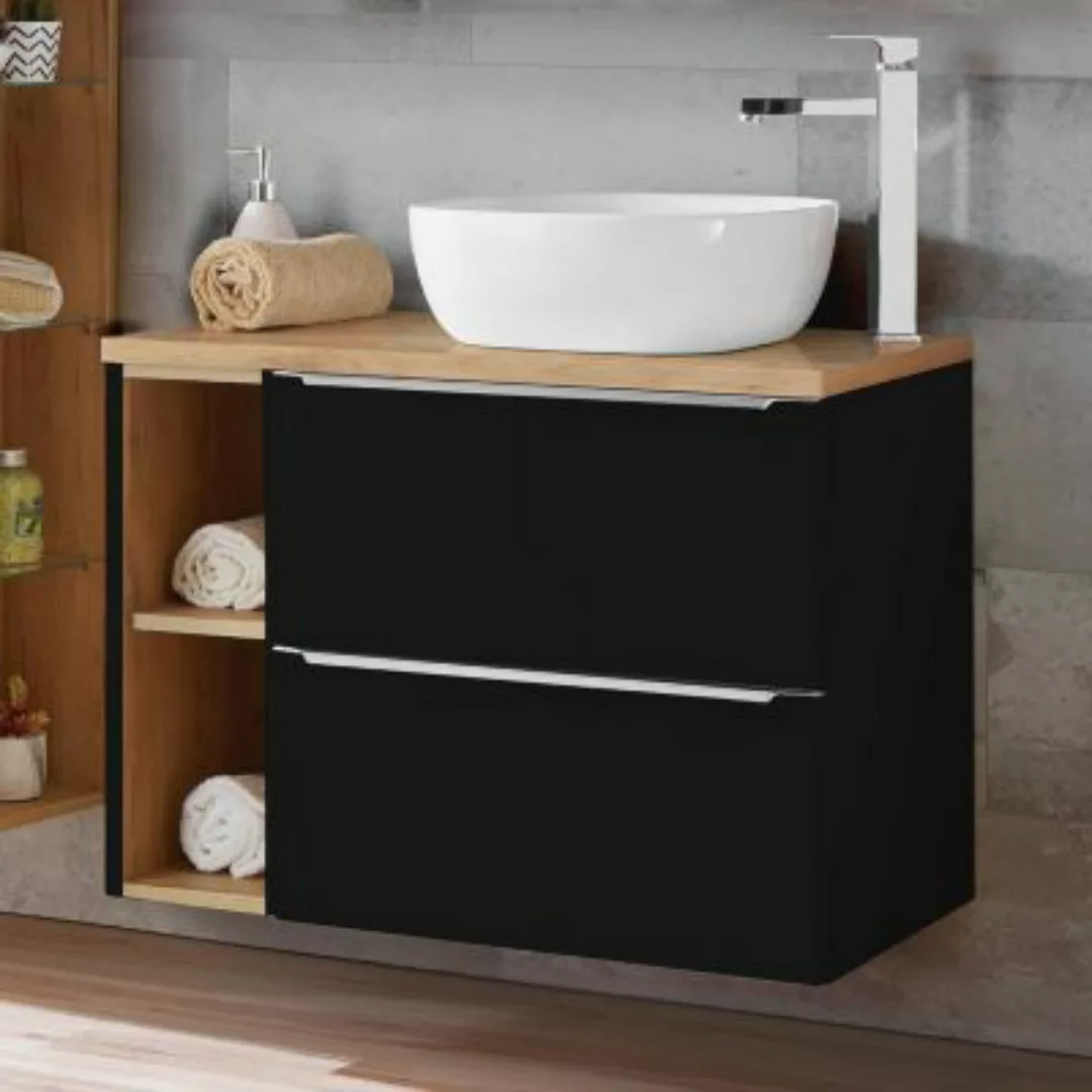 Lomadox Badezimmer Waschtisch Set mit 60cm Keramik-Aufsatzwaschbecken TOSKA günstig online kaufen