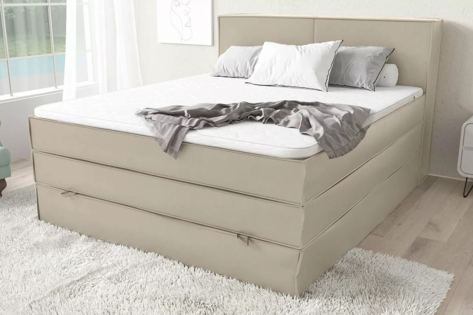 Stylefy Boxspringbett Santiago (Schlafzimmerbett, Bett), gepolstert günstig online kaufen