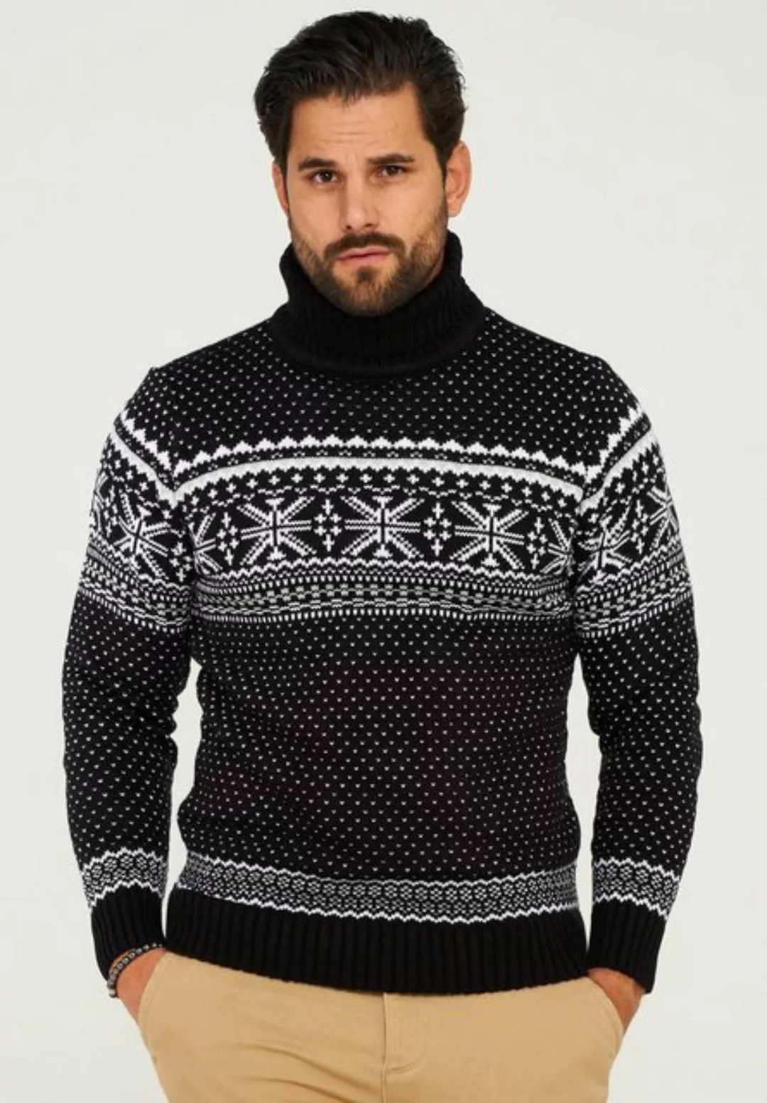 behype Rollkragenpullover BHSALCHA Winter-Grobstrick Pullover Weihnachts-St günstig online kaufen