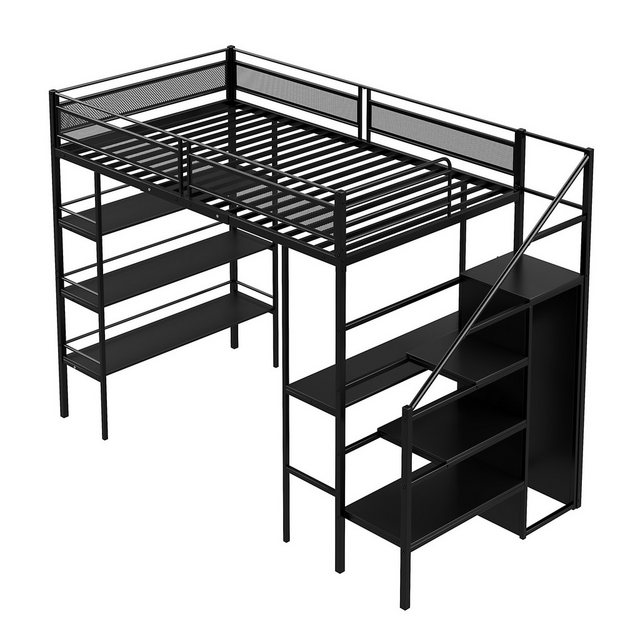 Gotagee Metallbett Hochbett 90x200cm mit Kleiderschrank Eisenbett Einzelbet günstig online kaufen