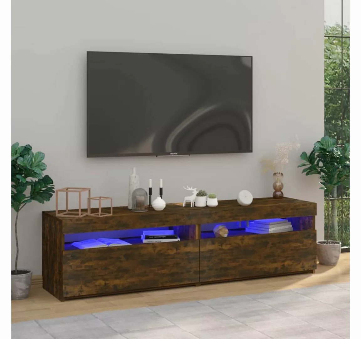 vidaXL TV-Schrank TV-Schrank mit LED Leuchten Räuchereiche 75x35x40 cm Lowb günstig online kaufen