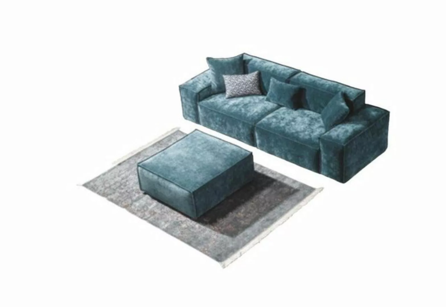 JVmoebel Sofa Sofagarnitur Würfel Möbel xxl 3+1 Sitzer Blau Wohnzimmer Sess günstig online kaufen