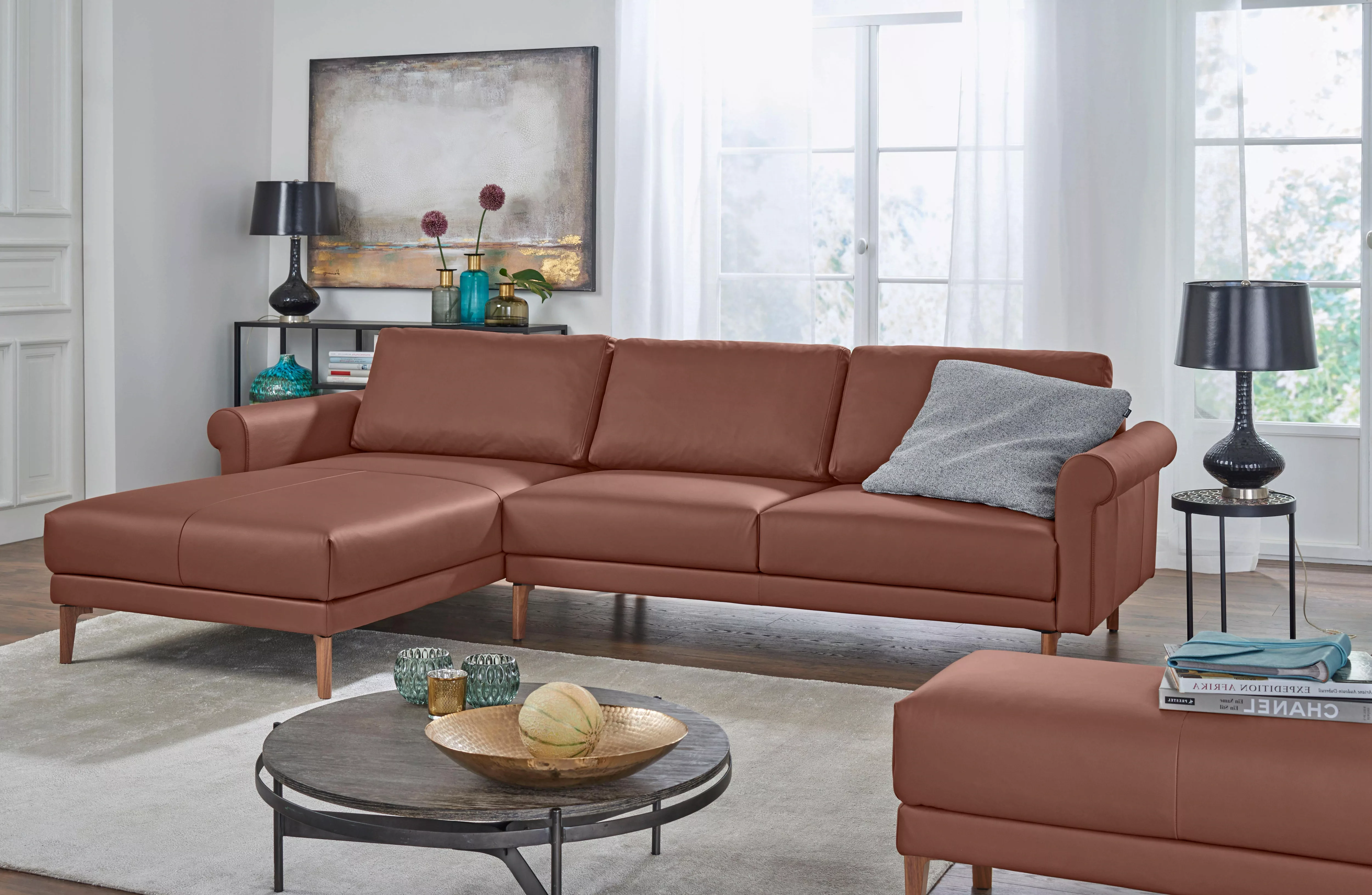 hülsta sofa Ecksofa "hs.450", Armlehne Schnecke modern Landhaus, Breite 262 günstig online kaufen