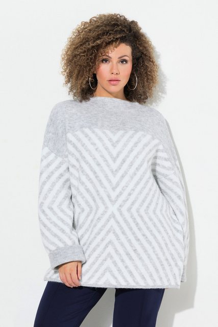 Ulla Popken Strickpullover Pullover grafisches Muster Stehkragen Langarm günstig online kaufen