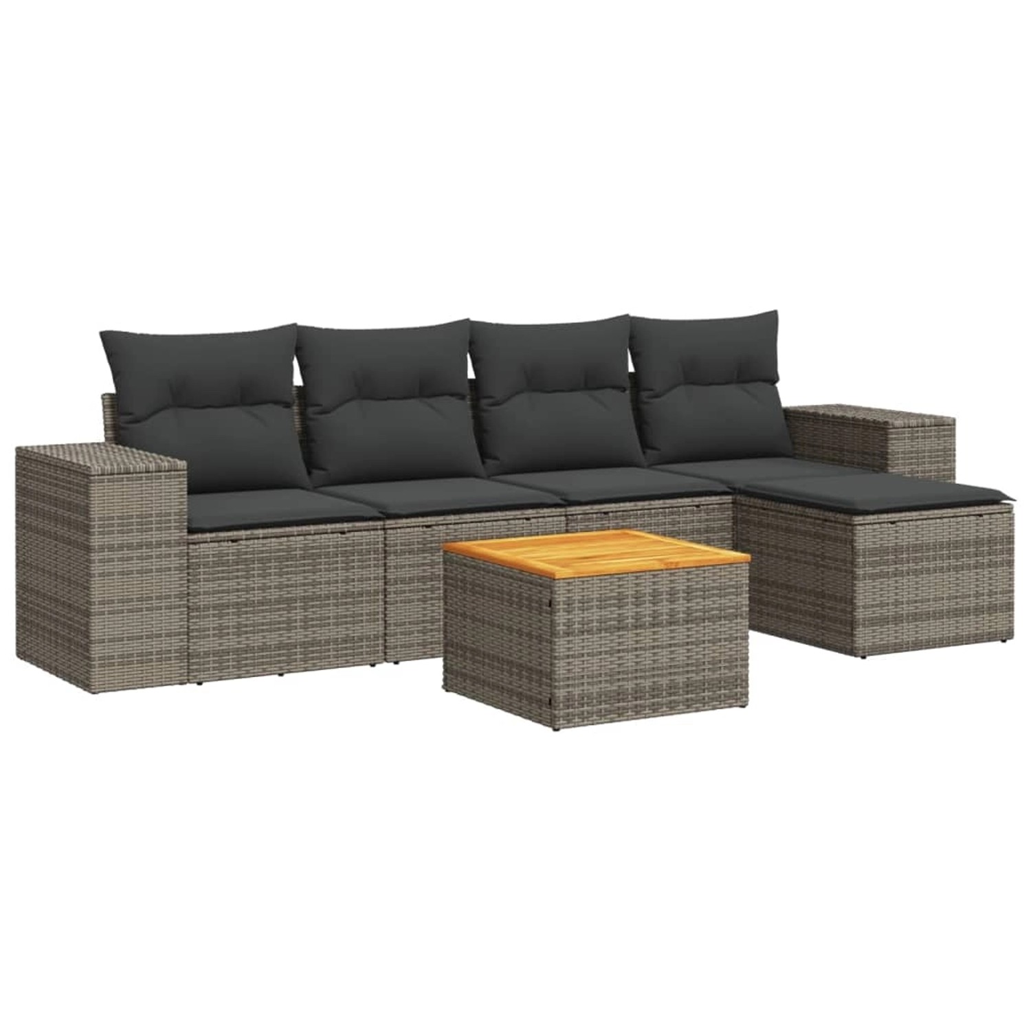 vidaXL 6-tlg Garten-Sofagarnitur mit Kissen Grau Poly Rattan Modell 90 günstig online kaufen