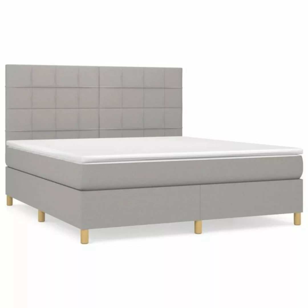 vidaXL Bettgestell Boxspringbett mit Matratze Hellgrau 160x200 cm Stoff Bet günstig online kaufen