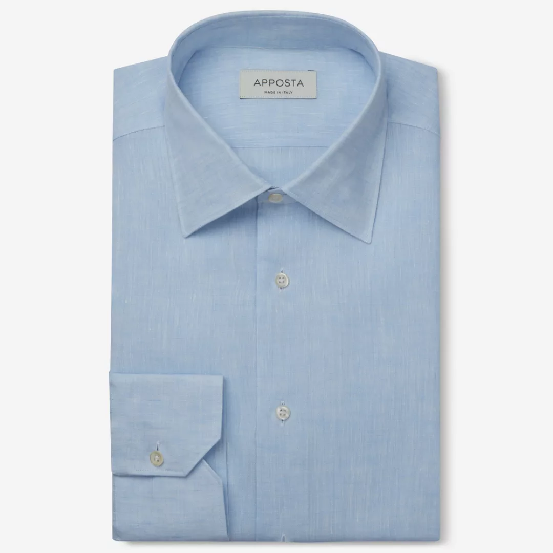 Hemd  einfarbig  hellblau leinen leinwandbindung, kragenform  niedriger spi günstig online kaufen