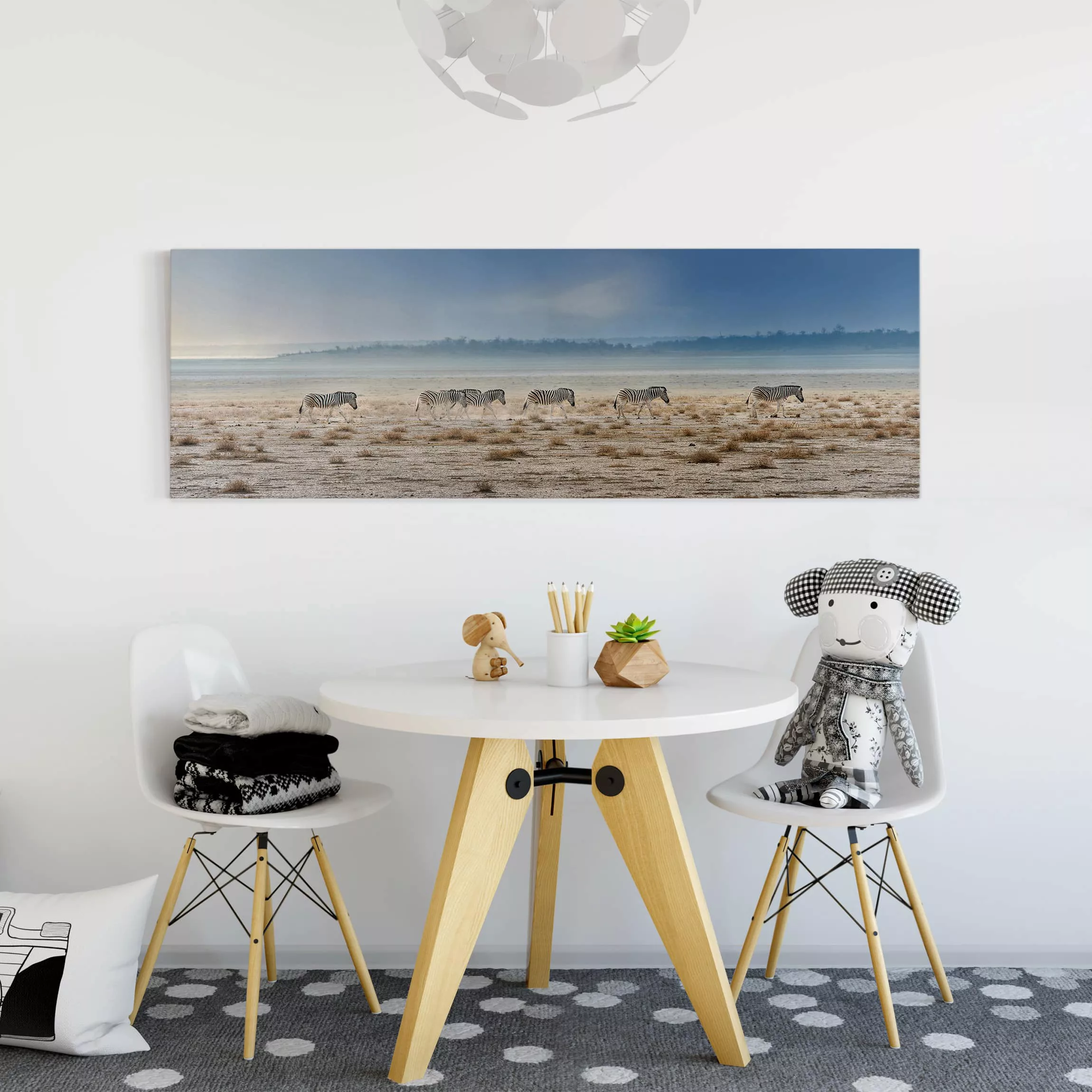 Leinwandbild Afrika - Panorama Zebra Promenade günstig online kaufen